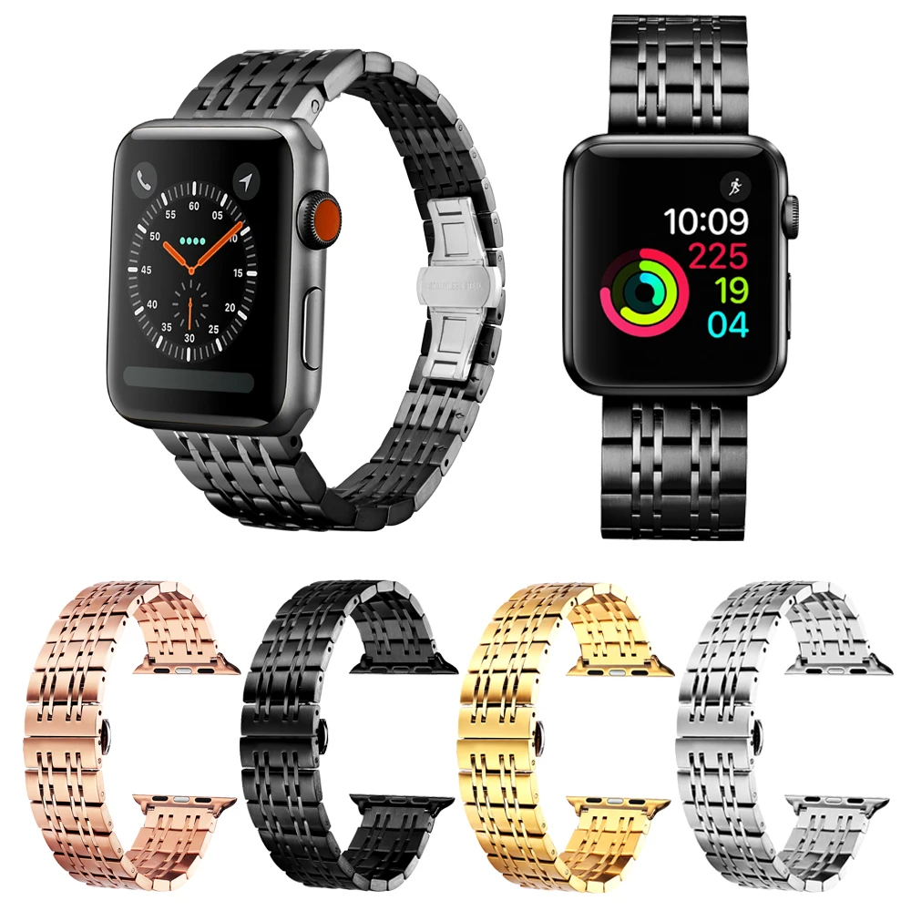

BINLUN 38mm 42mm Watch Band For Apple Watch Series 3/2/1 Stainless Steel Strap Black Gold Silver Rose Gold 38mm 42mm Watch Band