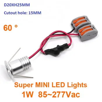

D20XH25MM DC 3V Mini 1W Led Bulb Downlight Lamp DC9-28V /AC85-277V Recessed Kitchen Cabinet Light 100-130LM 60Degree CE ROHS