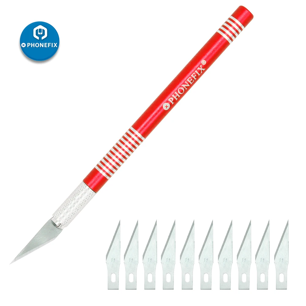 

Precision Non-Slip Metal Scalpel Knife Tools Kit with 10pcs Blades Phone Motherboard PCB DIY Repair Hand Tools