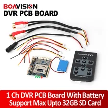 1CH Mini HD XBOX DVR PCB Board Up D1 30fps Support 32GB SD Card Security Digital For Model Aircraft Video Recorder With Battery