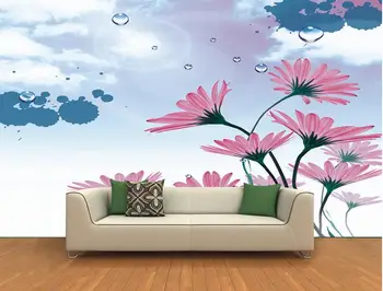 

3d wallpaper custom mural non-woven wall sticker The blue sky white clouds small chrysanthemum painting photo 3d wall murals wal