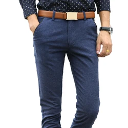 BROWON Spring Autumn Long Pants Fashion Men Business Casual Pants Men Easy Care Elastic Slim Straight Trousers Male BROWON Spring Autumn Long Pants Fashion Men Business Casual Pants Men Easy Care Elastic Slim Straight Trousers Male