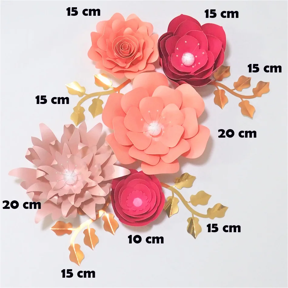 

Handmade Cardstock Rose DIY Paper Flowers Leaves Set For Wedding & Event Backdrops Decorations Nursery Wall Deco Video Tutorials