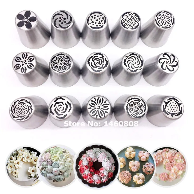 New 15PCS/Set Russian Nozzles Decoration Tips Cake Cupcake ...