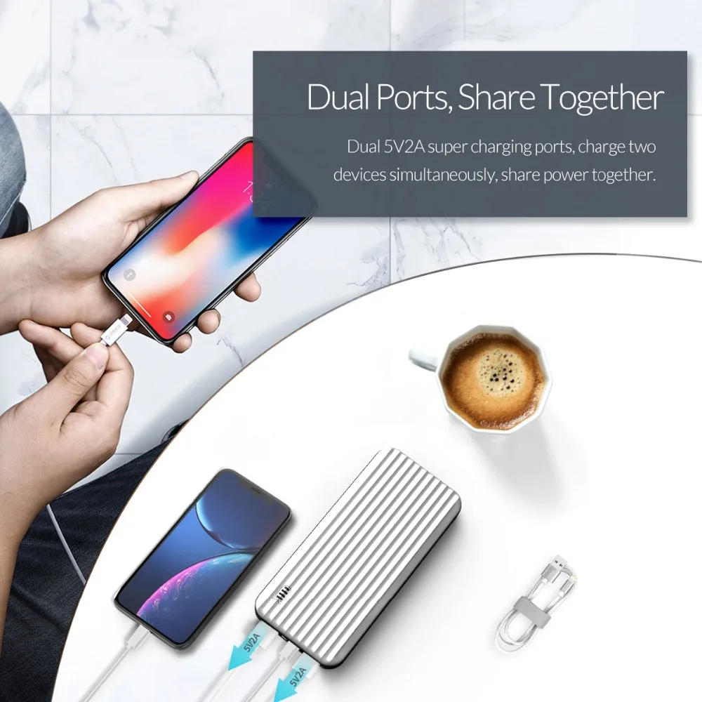  ORICO 20000mAh Power Bank Dual Ports 5V2A ABS LED Power Externe Batterie USB Telefon Tablet Ladeger
