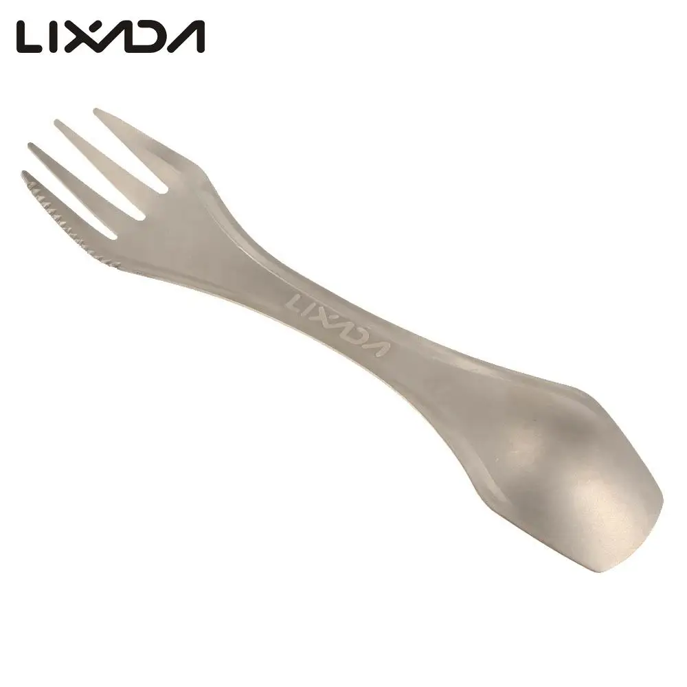 

Lixada 17cm Camping Picnic Spoon Fork Knife Picnic Outdoor Tableware for camping picnic 100% Titanium Spoon-fork-knife Combo