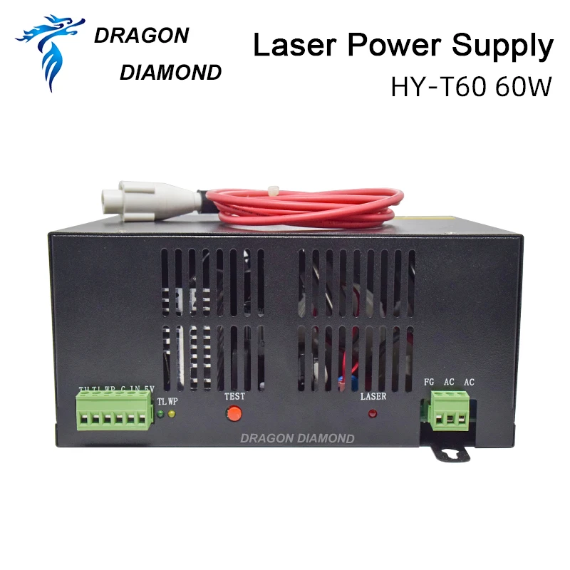 Dragon Diamond HY-T60 60 Вт Co2 лазерный источник питания 60 Вт ac220в/110 В CO2 лазерный источник питания для Co2 лазерный гравировальный станок для резки