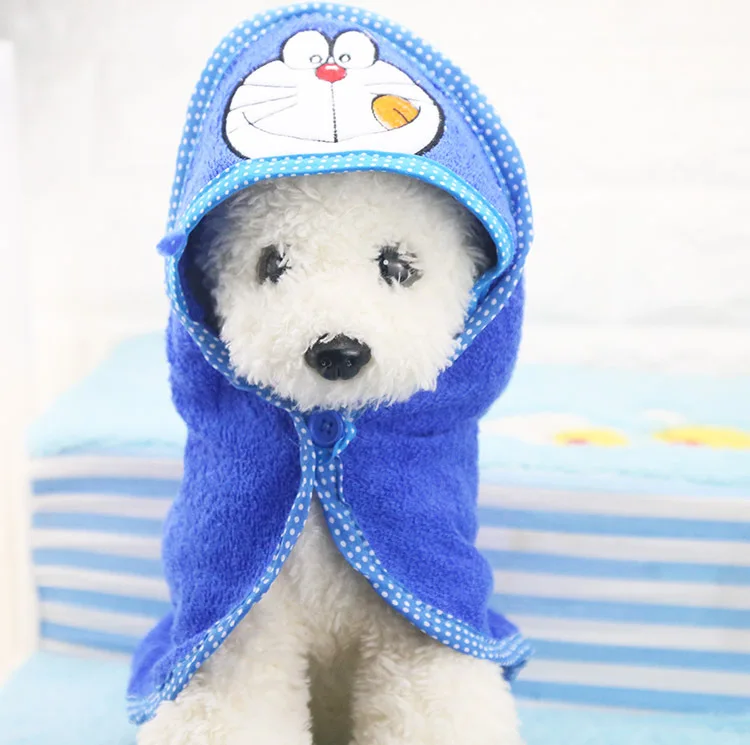 Cute Dog Towel Pet Puppy Drying Bath Cat Towel Cleaning Necessary Dog Hooded Super Absorbent Bathrobes Soft Feeling Pet Products