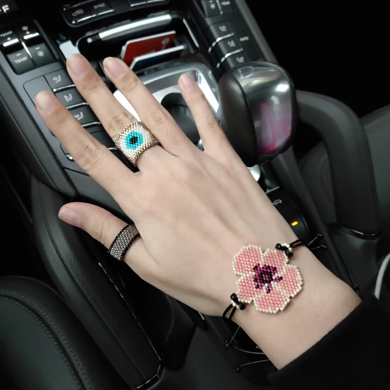 FAIRYWOO розовый браслет с дизайном «цветок» для влюбленных подарки женщина Miyuki бисером Delica Frienship браслет милый любовь шнурок Веревка Браслеты