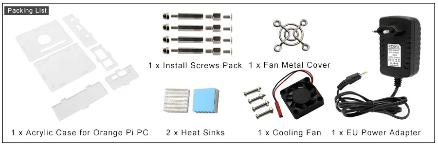 Orange Pi PC with fan power supply kit