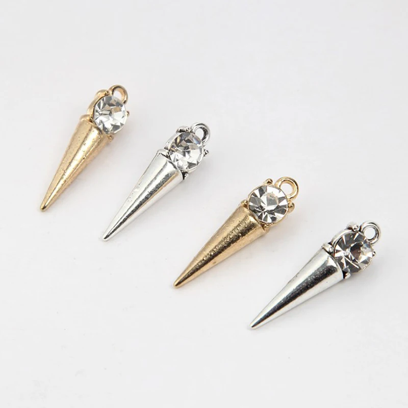 

Wholesale 10pcs/pack Vintage mixed Diamond Conical Necklace Pendant Connector Jewelry Findings branches Charms Accessories