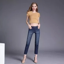 Европейский стиль осенние женские брюки джинсы прямые свободные по щиколотку брюки весна осень стиль женские брюки