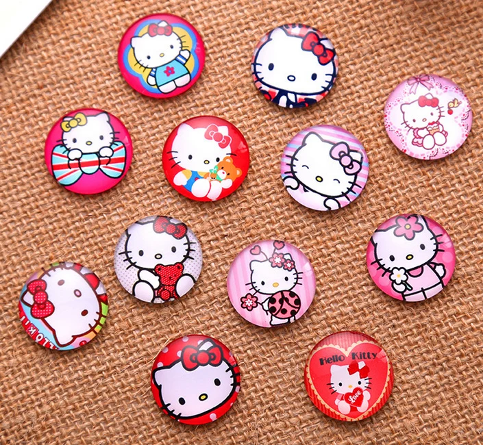 NEW DIY 14mm Photo Image Cartoon Round Glass Cabochon Dome Flat Back Cover
