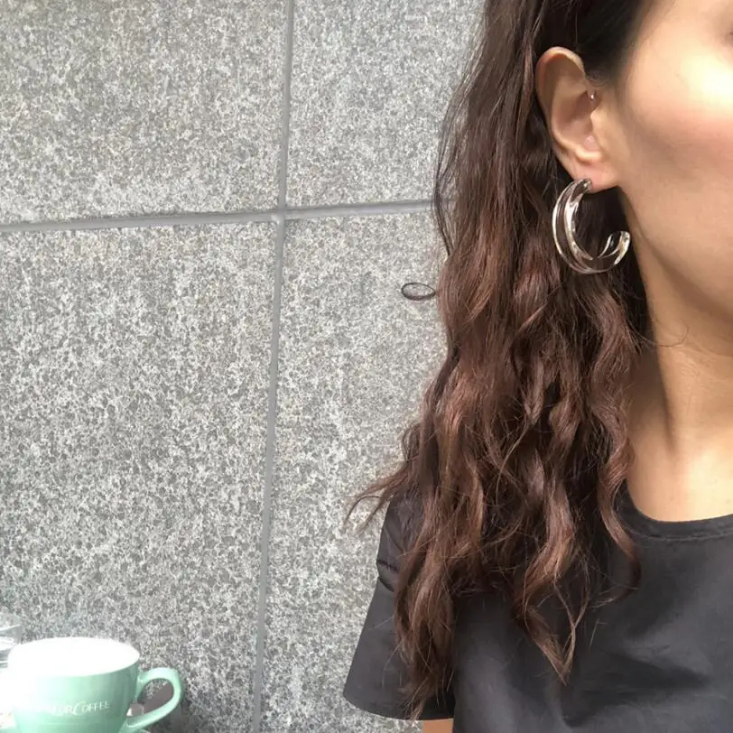 

925 Silver Needle Fashion Transparent Acrylic Resin Dangle Earrings For Women Geometry Big Circle C Earrings Acetate Brincos