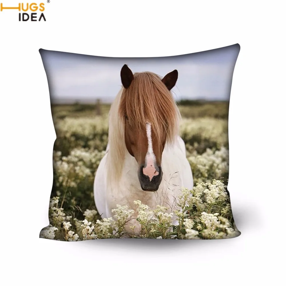 

HUGSIDEA Simple Home Decor Cushion Covers 3D Animal Crazy Horse Printing Square Pillow Cases Sofa Throw Pillow Cover 45cm*45cm