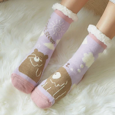 Утепленные двойные Флисовые Тапочки; рождественские носки; теплые зимние женские носки с героями мультфильмов; 16 цветов; Новое поступление года - Цвет: 10