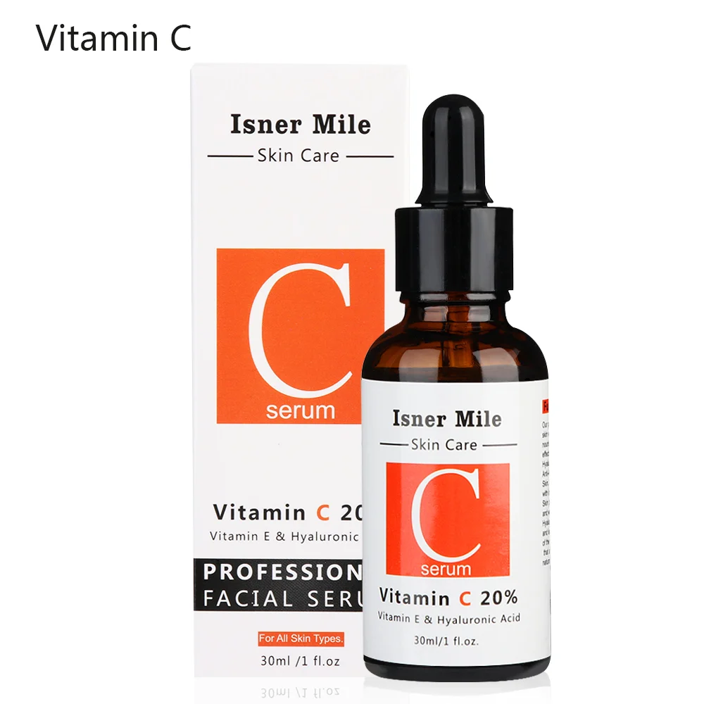 Витамин с 20% сыворотка с гиалуроновой кислотой ретинол Isner Mile 30 мл V 2.5% Сыворотка для лица против морщин Отбеливающая увлажняющая уход за кожей - Цвет: Vitamin C
