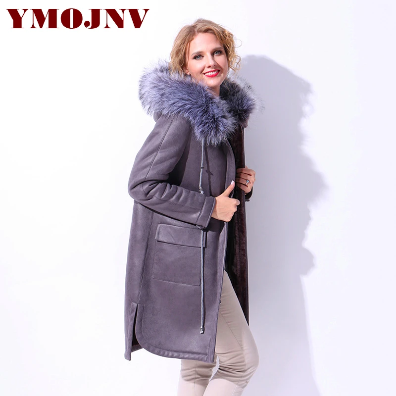 Женская куртка с вышивкой YMOJNV модная Свободная из искусственной овчины теплая