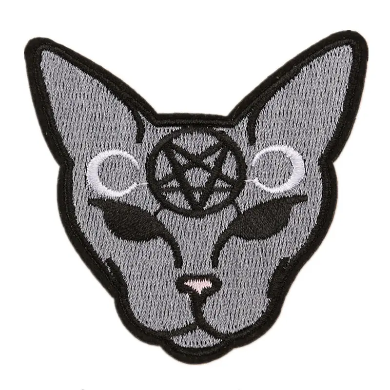 Gray Magical Cat Embroidered Patches Sew Iron On Animal Badge For Bag Jeans Hat Appliques DIY Handwork Sticker Decoration | Дом и сад