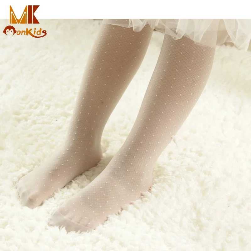 Monkids Girls Ultra thin Sheer Ballet Dance Stockings Small Dot Bowknot