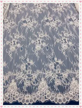 

High quality Double elegant lace mesh embroidered off white wedding lace fabric with cord bridal gown lace 150cmx300cm per pc