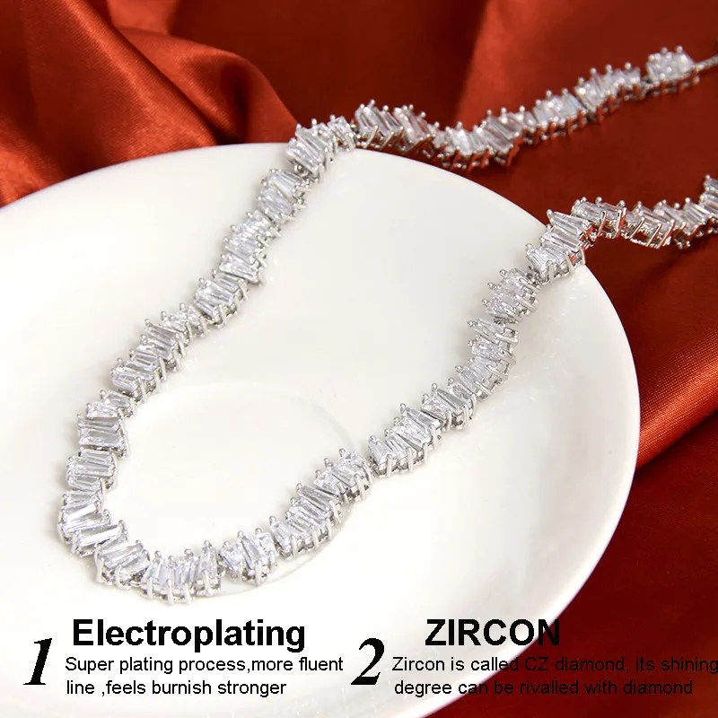 Adjustable Cubic Zirconia Diamond Baguette Chocker  (3)