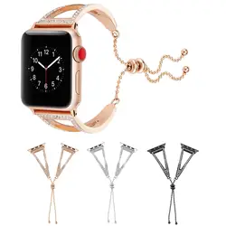 Diamond часы ремешок для Apple Watch iWatch 42 мм 38 мм Замена Нержавеющая сталь металлический браслет на Для женщин Напульсники браслет