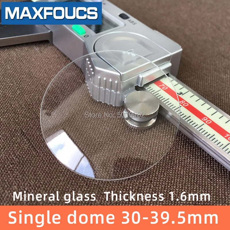 

Watch glass Mineral glass Single dome Thick 1.6 mm diameter 30 mm to 39.5 mm Transparent crystal 1Pieces