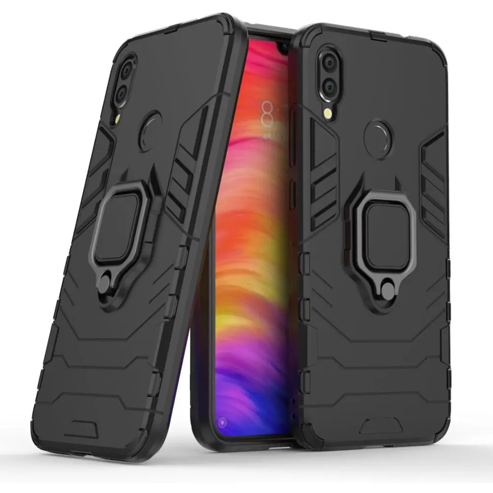 

shockproof 360 Degree Rotation Ring Holder Kickstand Hybrid Armor Protective Case for Xiaomi Redmi Note 7