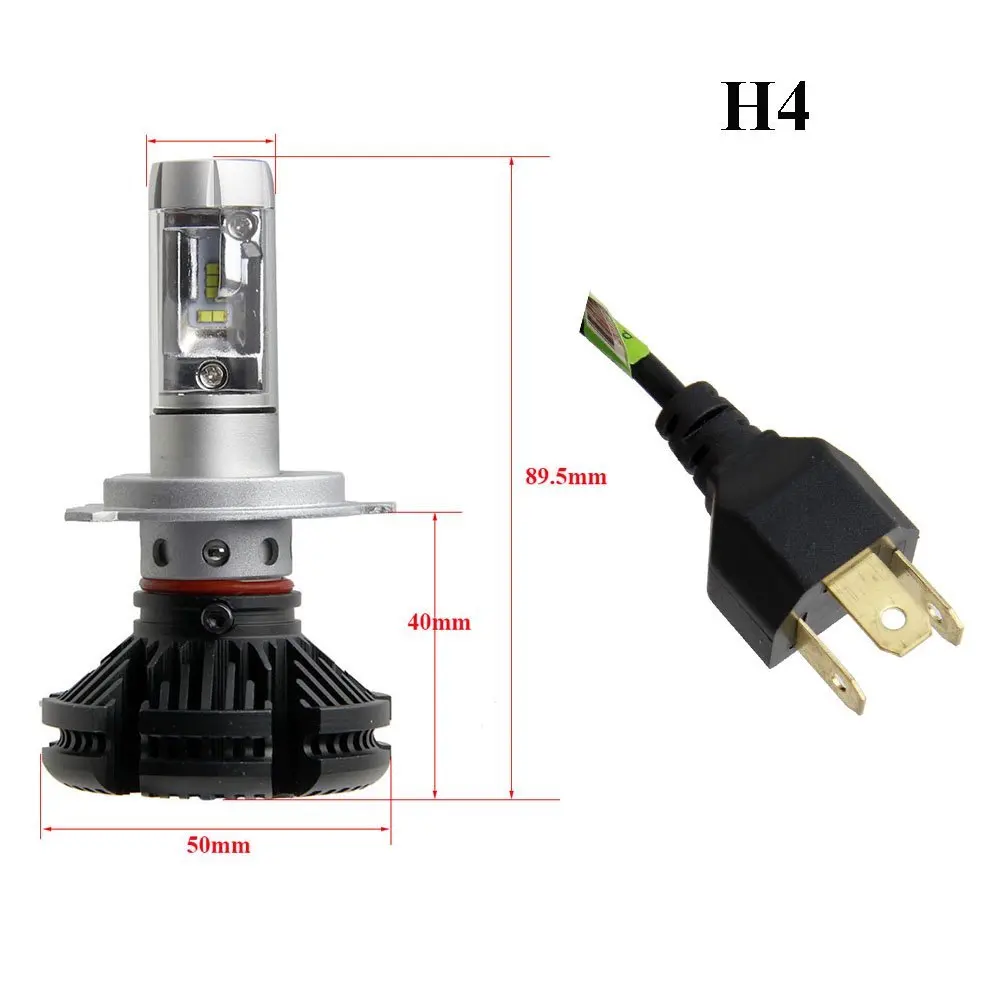 Pair Car H4 9003 HB2 100W Super Bright High Power ZES LED Chips and DIY 3 Colors (White/Gold/Ice Blue) Hi/Lo LED Headlight Bulbs