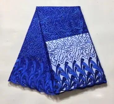 Дешевые ремесла и шитья-африканская Кружева сплошной узор 120 см ширина ткань для одежды и моды продается 5 ярдов дешевые ремесла - Цвет: Royal Blue