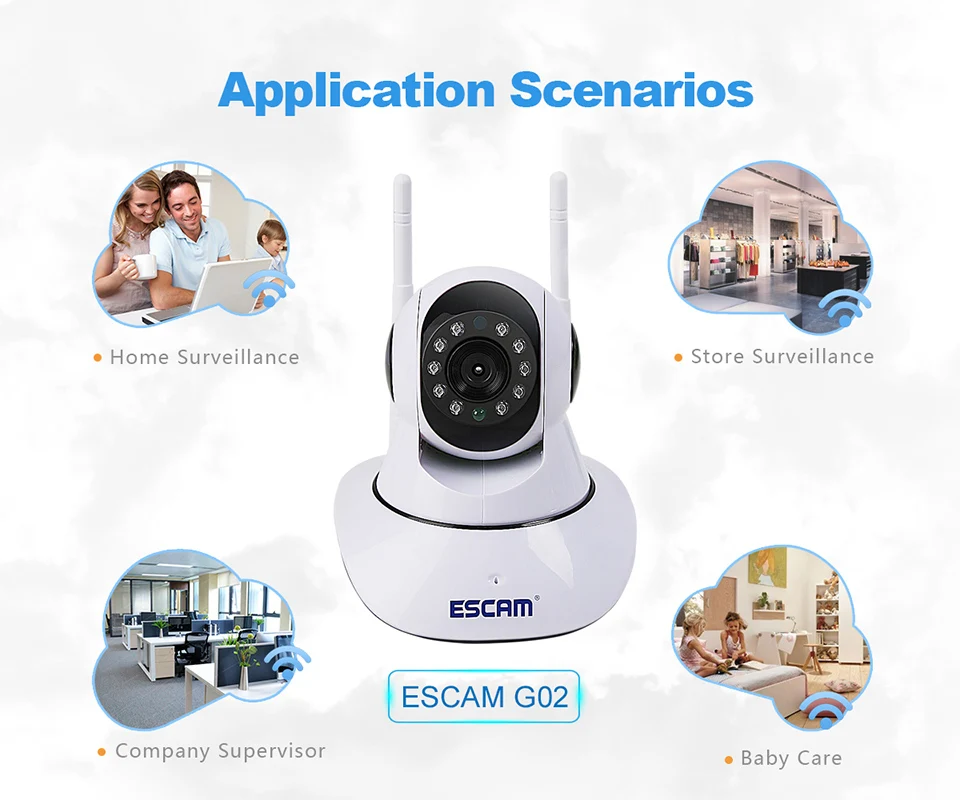 Escam 720P WI-FI дети сопровождать робот видеонаблюдения IP Камера Поддержка 128 ГБ TF карта Windows XP/7/8/10 Системы 5 Посетителей онлайн