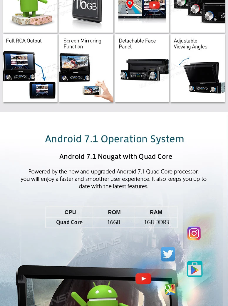 Sale 7" Detachable Panel Design Android 7.1 OS One Din Car Multimedia 1 Din Car Radio Single Din Car DVD with Multiple EQ Adjustment 2 Sale 7" Detachable Panel Design Android 7.1 OS One Din Car Multimedia 1 Din Car Radio Single Din Car DVD with Multiple EQ Adjustment 2