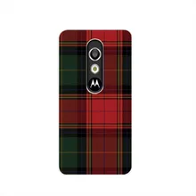 07287 RED BLUE TARTAN SCARF FASHION cell phone case cover for For Motorola Moto G3 G4 X+1 PLAY PLUS ONE style