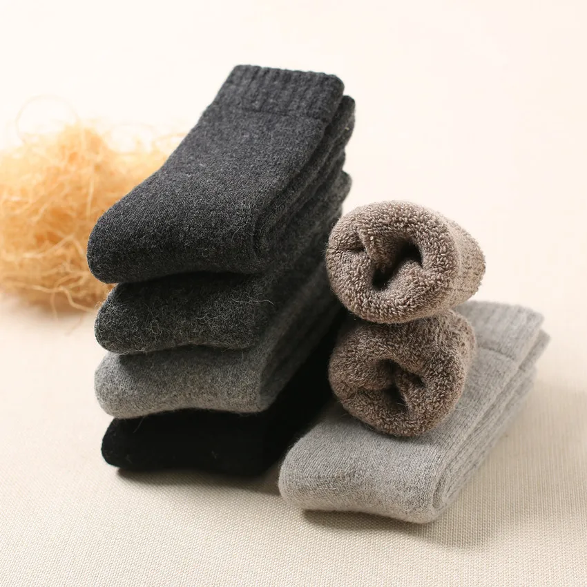 

High Quality Winter Thickened Warm Striped Wool Socks Casual Men Socks Business Socks Mens Winter Trend Swoollen