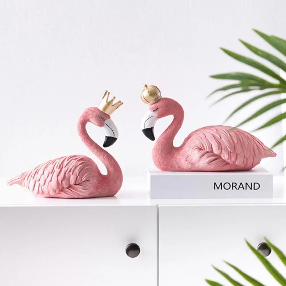 

1set King And Queen Flamingo Ornaments Decorative Figurines Miniature Decoration Resin Craft Wedding Lovers Creative Gift