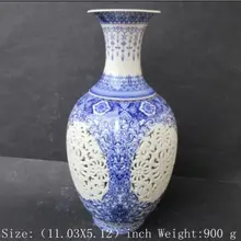 Изысканная Античная китайская Классическая фарфоровая пустотелая ваза, окрашенная двумя птицы и цветы