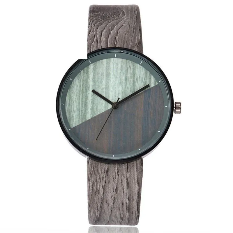 

Retro Design Women's Leather Casual Watches Unisex Military Clock Ladies Elegant Wood Grain Dial Quartz Wrist Watch Business #JO