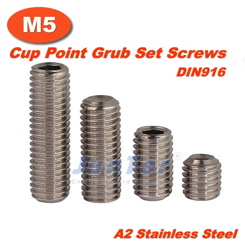 100pcs/lot M5(5mm) A2 Stainless Steel Cup Point Grub Hex Socket Set