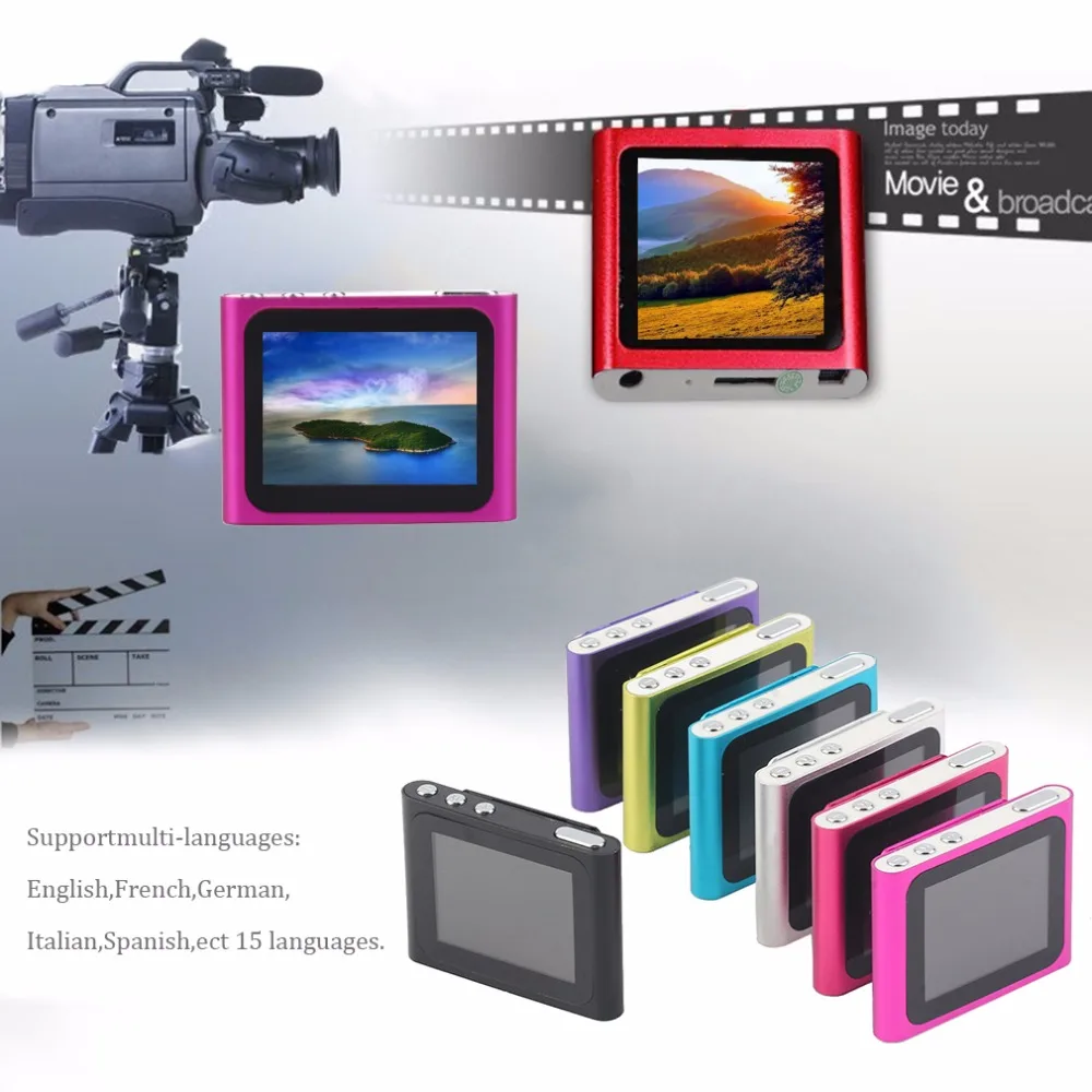 fashion Portable 1.8 Inch LCD Screen 6th Generation Music Media Video Movie FM Radio Mp4 Player Support 2-16 GB Micro SD Tf Card