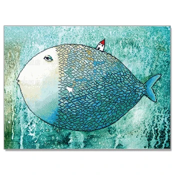 

New Cotton Threads 3d Print Cross Stitch Kit Fish House Painting Series Home Deco Set For Embroidery Sewing Needlework needles