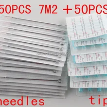 7M2+ 7FT) 50 шт. 7M2 Одноразовые стерилизованные иглы и 50 шт. 7FT синий одноразовые татуировки Советы для татуировки