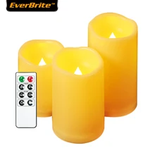 EverBrite беспламенный светодиодный свечи мерцающие свечи 3 шт. с пультом дистанционного управления и таймером для ванной кухни украшения дома