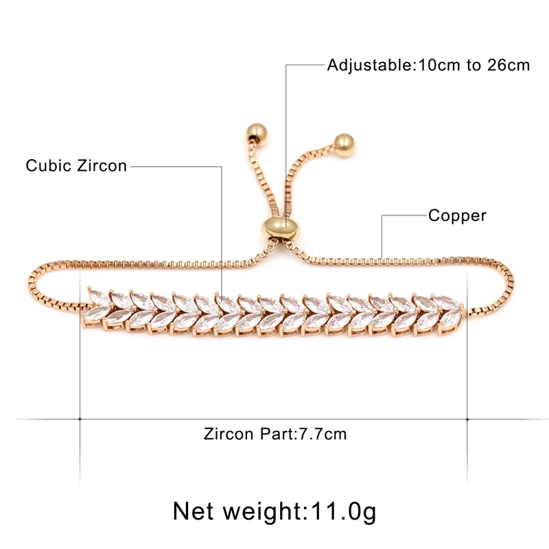 WEIMANJINGDIAN бренд наивысшего качества огранка маркиз лист кубического циркония браслеты с кристаллами для женщин или свадьбы невесты или подружки невесты