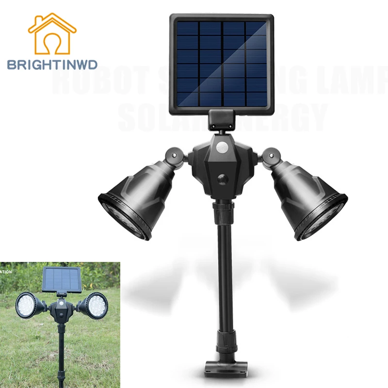 

LED Solar Light 36Leds For Outdoor Garden Decoration Lights 4Mode 2Head With Motion Sensor Lamp Ground Spotlight Waterproof IP65