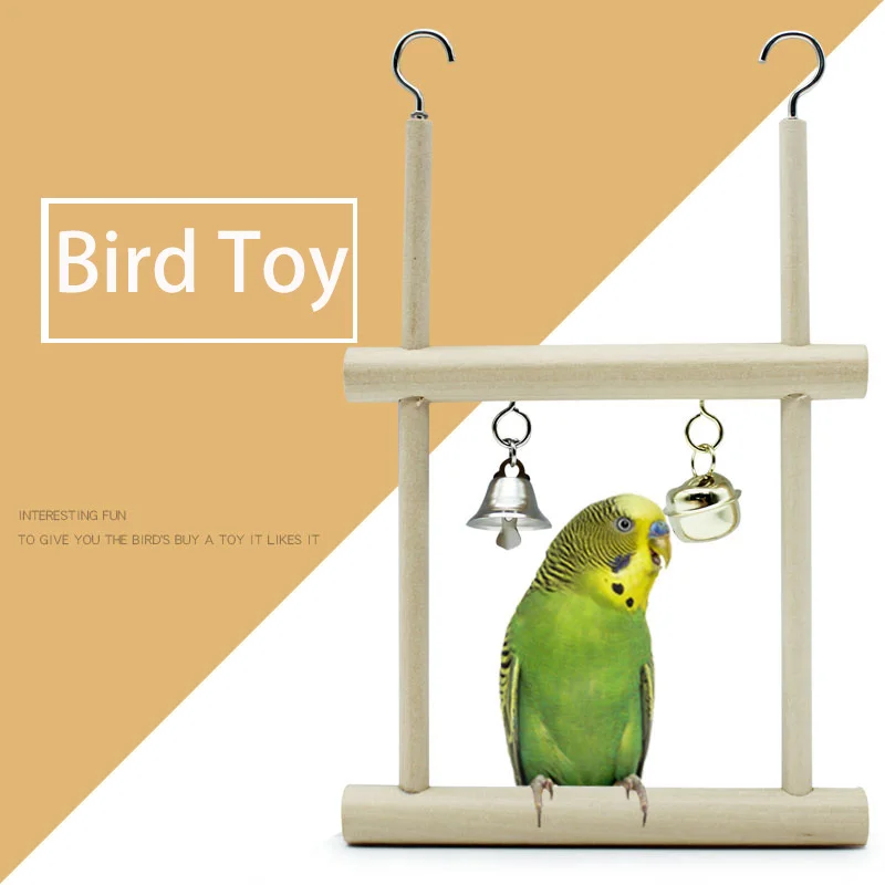 Natural Primary Colors Wooden Parrot Gnawing Toys Bird Swing Rack Birdcage Accessories Cockatiel