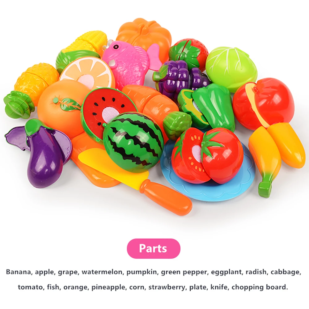 18 шт Кухня детские игрушки, ролевая игра игрушка для резки фруктов Пластик овощи Еда детская Кухня Классические Детские Обучающие