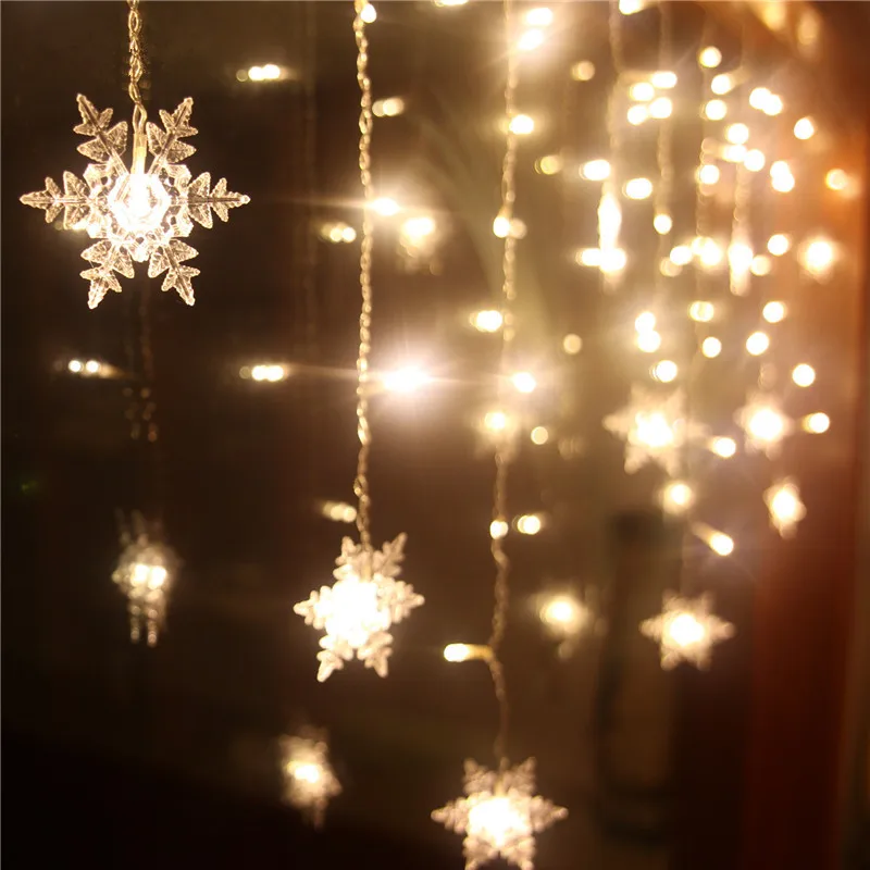 Рождественские украшения для дома 3,5 м 96 светодиодный гирлянда в виде снежинок огни Новогоднее украшение Natal Navidad Xmas Kerst Decoratie. Q