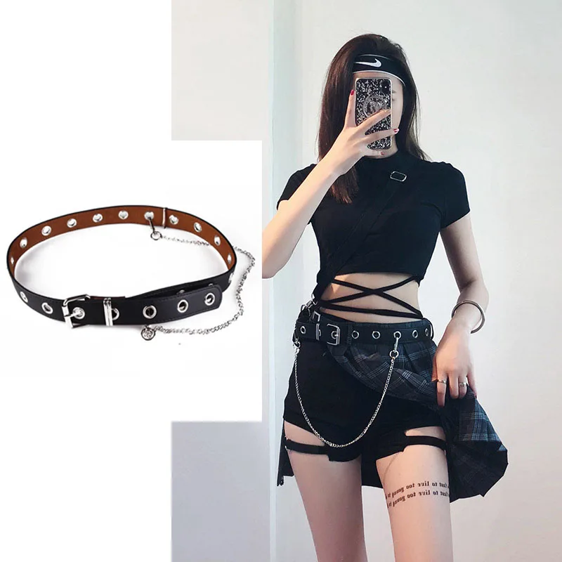 

2018 New Arrival Punk Detachable Waist Belt ChainHip-hop Women Belt Lady Fashion Belt Skateboard Pin Buckle Waistband Jeans