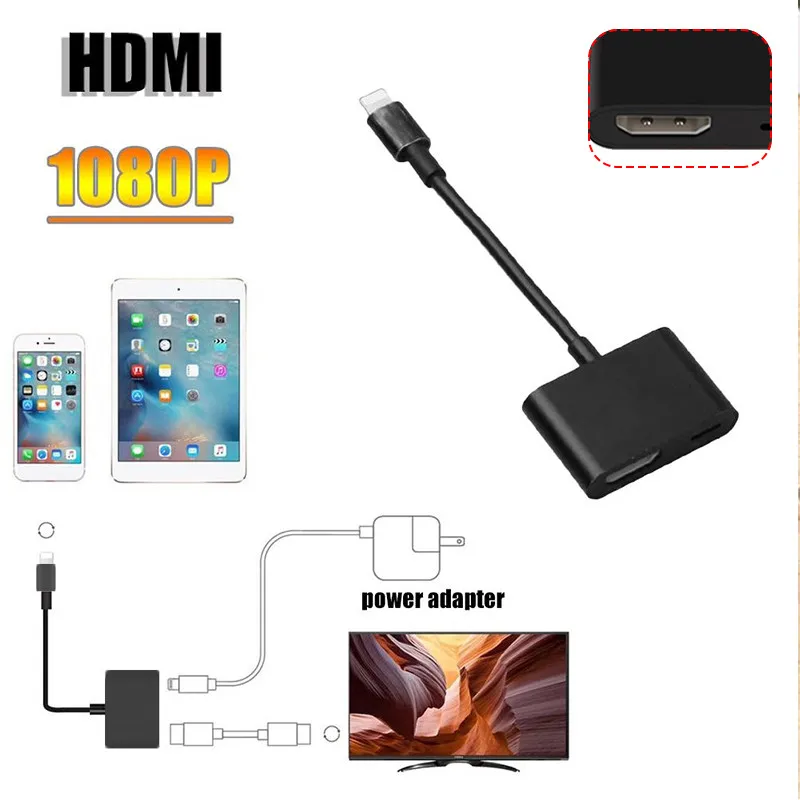 DOITOP 1080P HDMI Adapter Cable 8Pin To HDMI Cable For Apple Iphone X